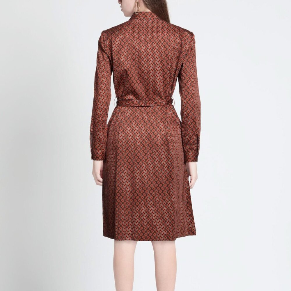 CALIBAN Brown Floral Shirt Dress – Size XL / IT 46 / US 10 – Belted Midi - Picture 2 of 5